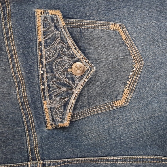 Size 20 Lane Bryant Blue Denim Jeans Casual Bling Back Flap Pockets - Picture 8 of 14